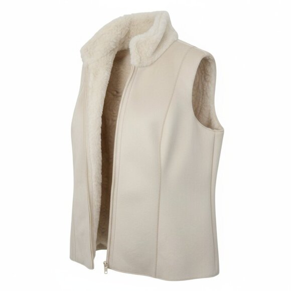 Coldwater Creek Women's Size 2X Cream Swirl Fully Reversible Faux Suede Vest - Picture 3 of 9